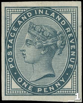 GB: 1881 1d greenish grey colour trial (Die 2) on white gummed Crown watermark paper. Fine and scarce