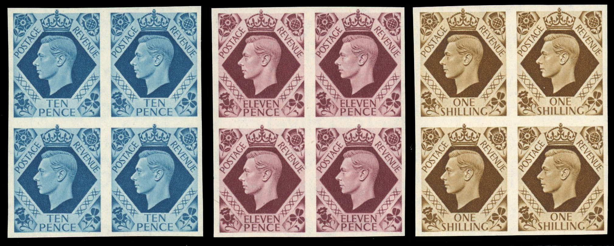 SG 462-75 1937-47 dark colours set to 1s in Imprimatur blocks of four