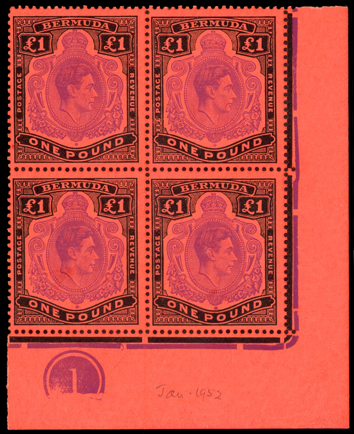 Bermuda SG 121d Plate block mint