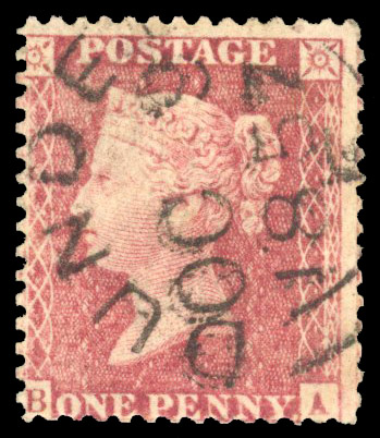 1857 1d Rose-red Pl.33, State II  used example Dundee datestamp (BA)
