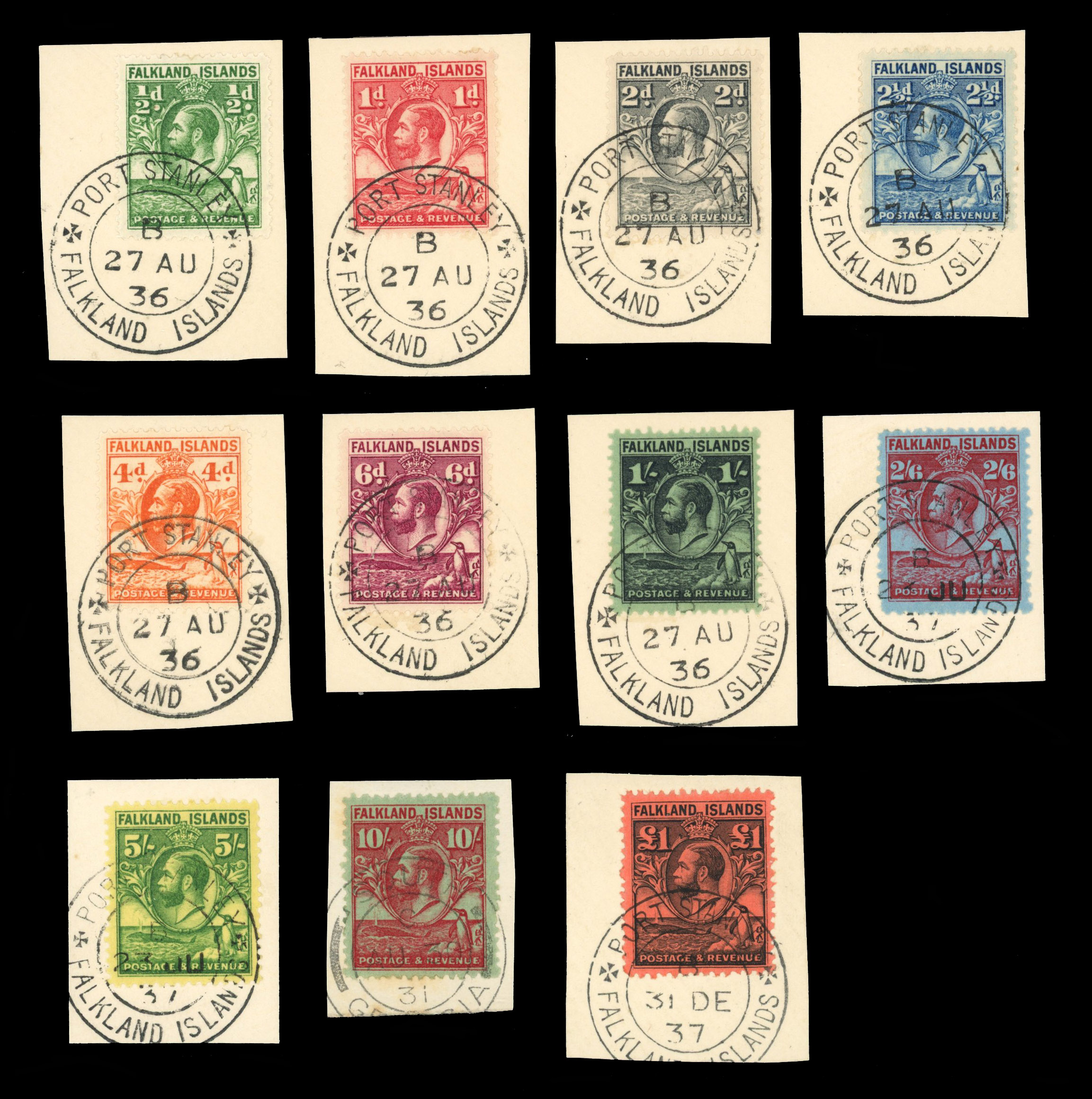 SG 116-126 1929 Whale & Penguin set used