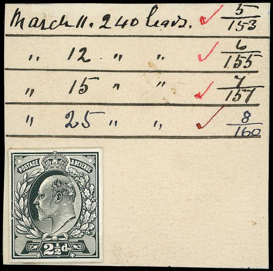 1902 2½d die proof from the DLR striking...
