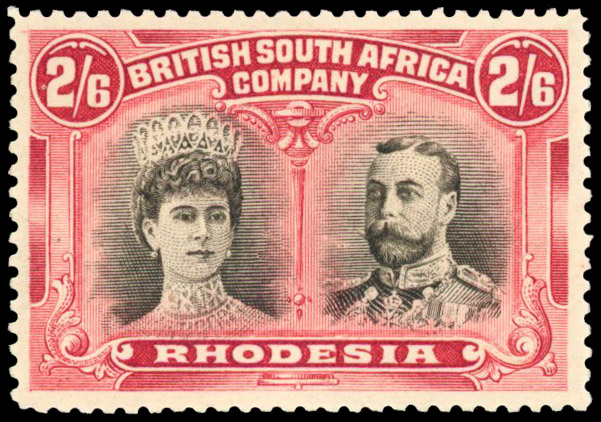 SG 155a 2s6d grey-black and deep carmine, #9 paw-print flaw