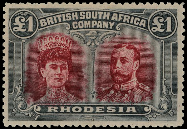 1910-13 £1 crimson slate-black, fresh large part og