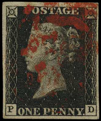 1840 1d black Plate 8 (PD), four good to...