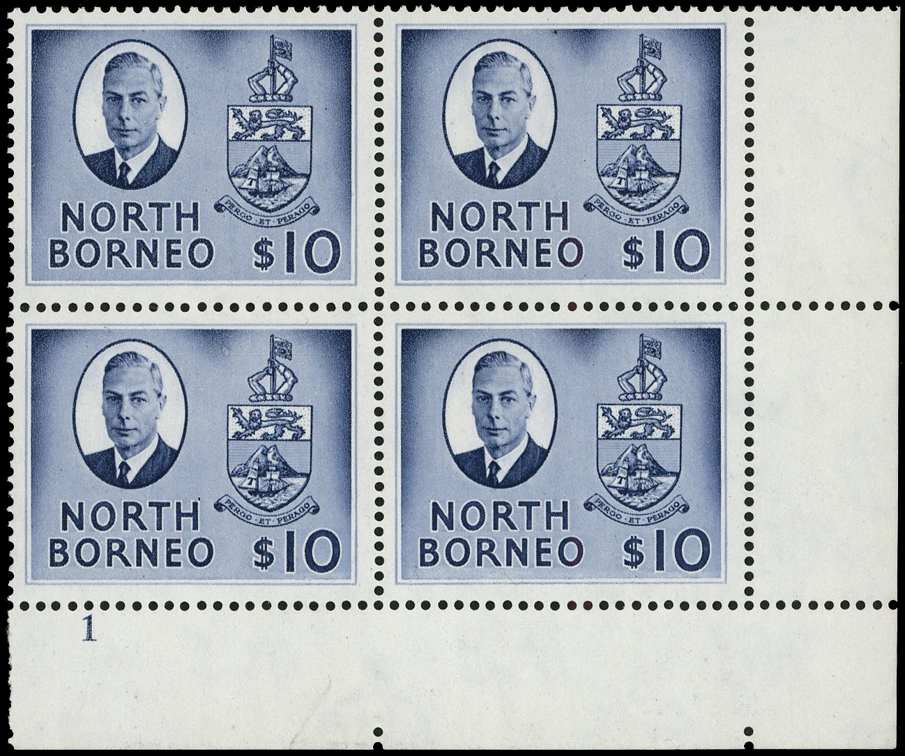 North Borneo SG 370 Plate block mint