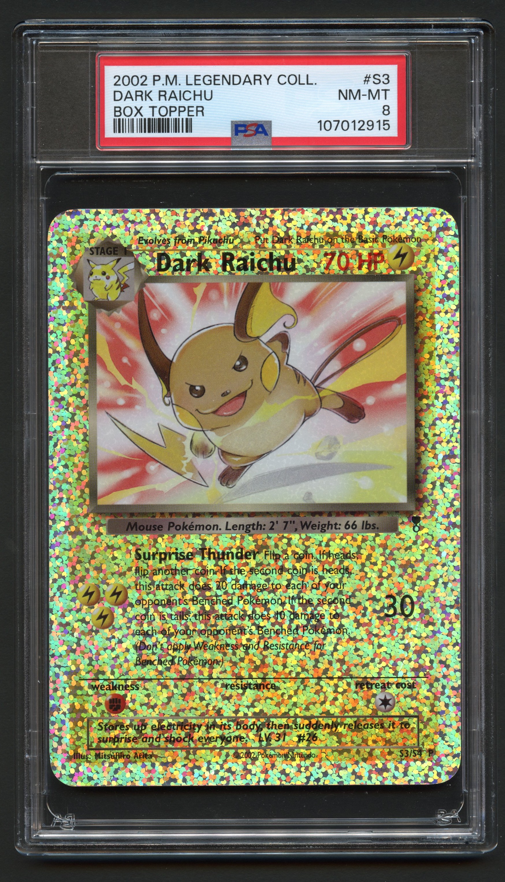PSA 8 Dark Raichu - Legendary Collection Box Topper #S3