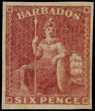 1858 6d Britannia deep rose-red, no wmk,...