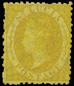 ST LUCIA SG 12y 1864-76 (4d) YELLOW WMK CC INV & REV O.G.