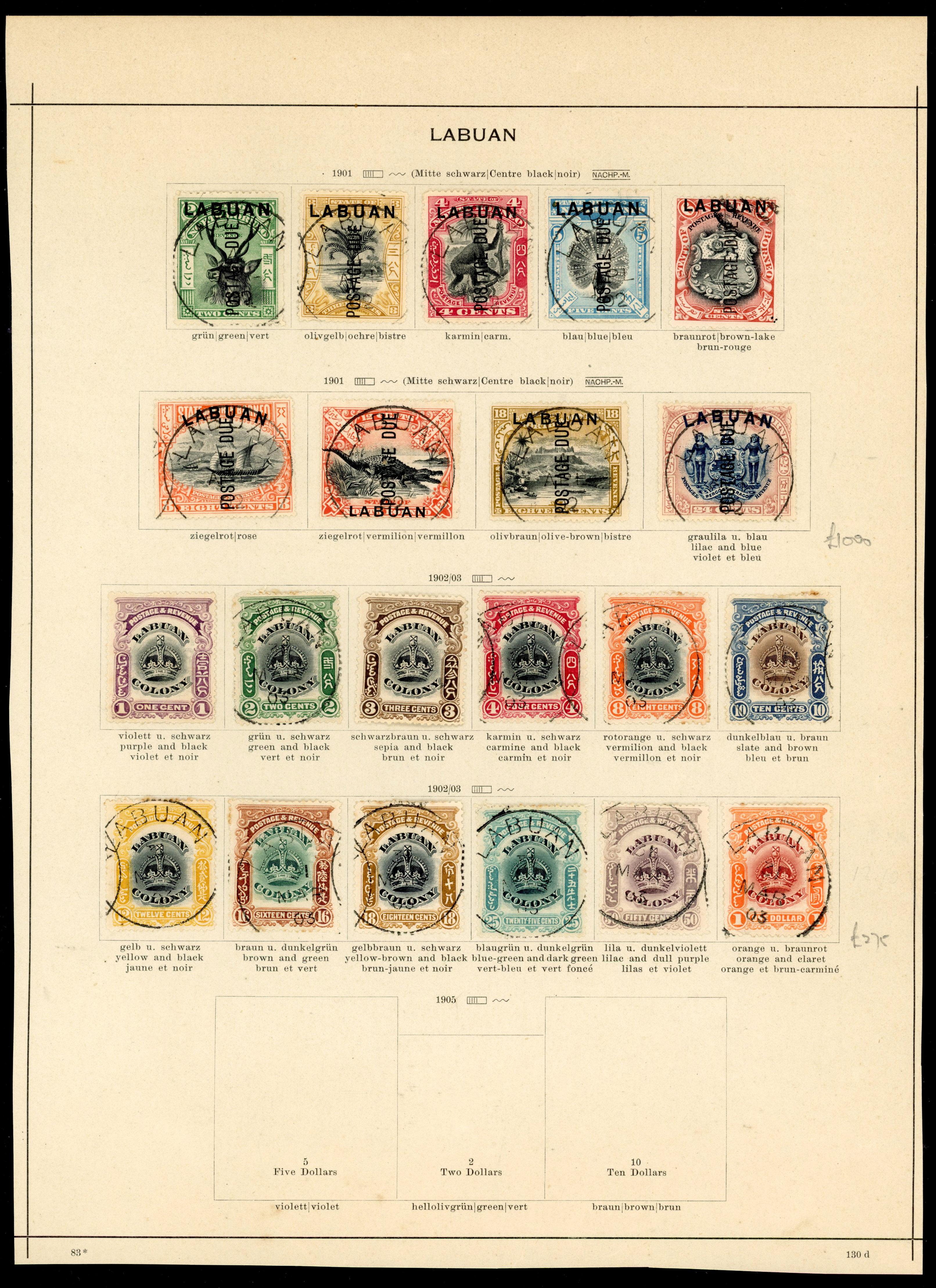 Labuan 1901 Postage Dues and 1902-02 Jubilee sets used