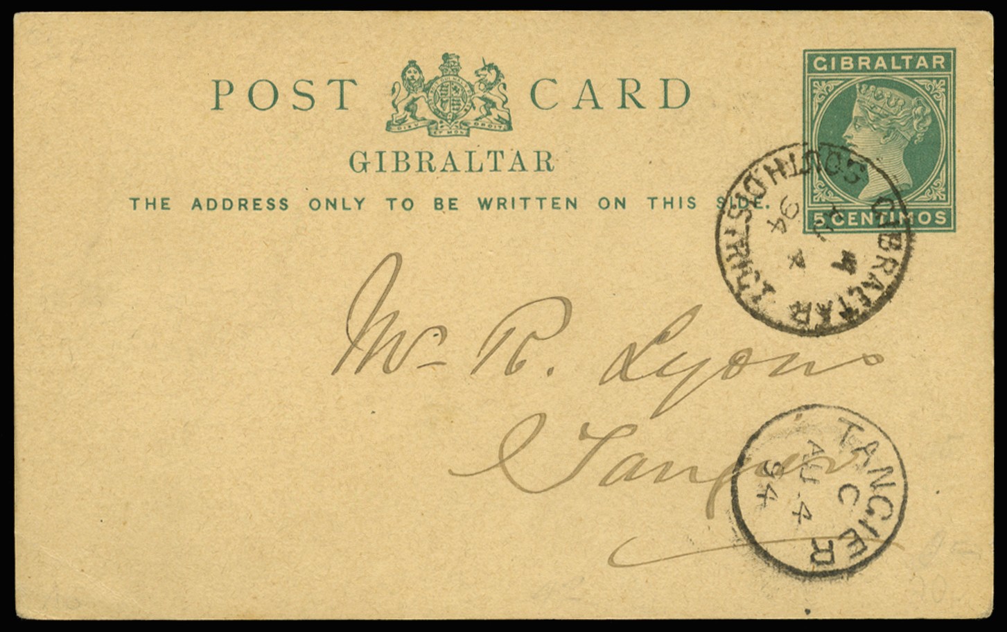 1894 (AU 4) 5c green postcard, used to...