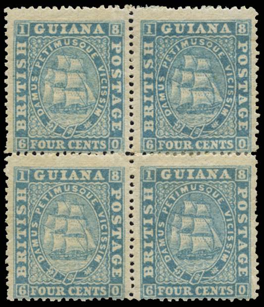 BR GUIANA SG 109 1863-76 4c bright blue P15 B4 lpog
