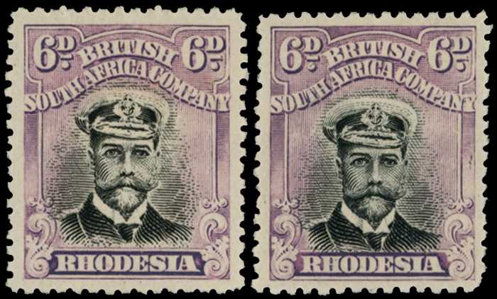 1913-7 6d Head Die II, perf 14. Two mint...