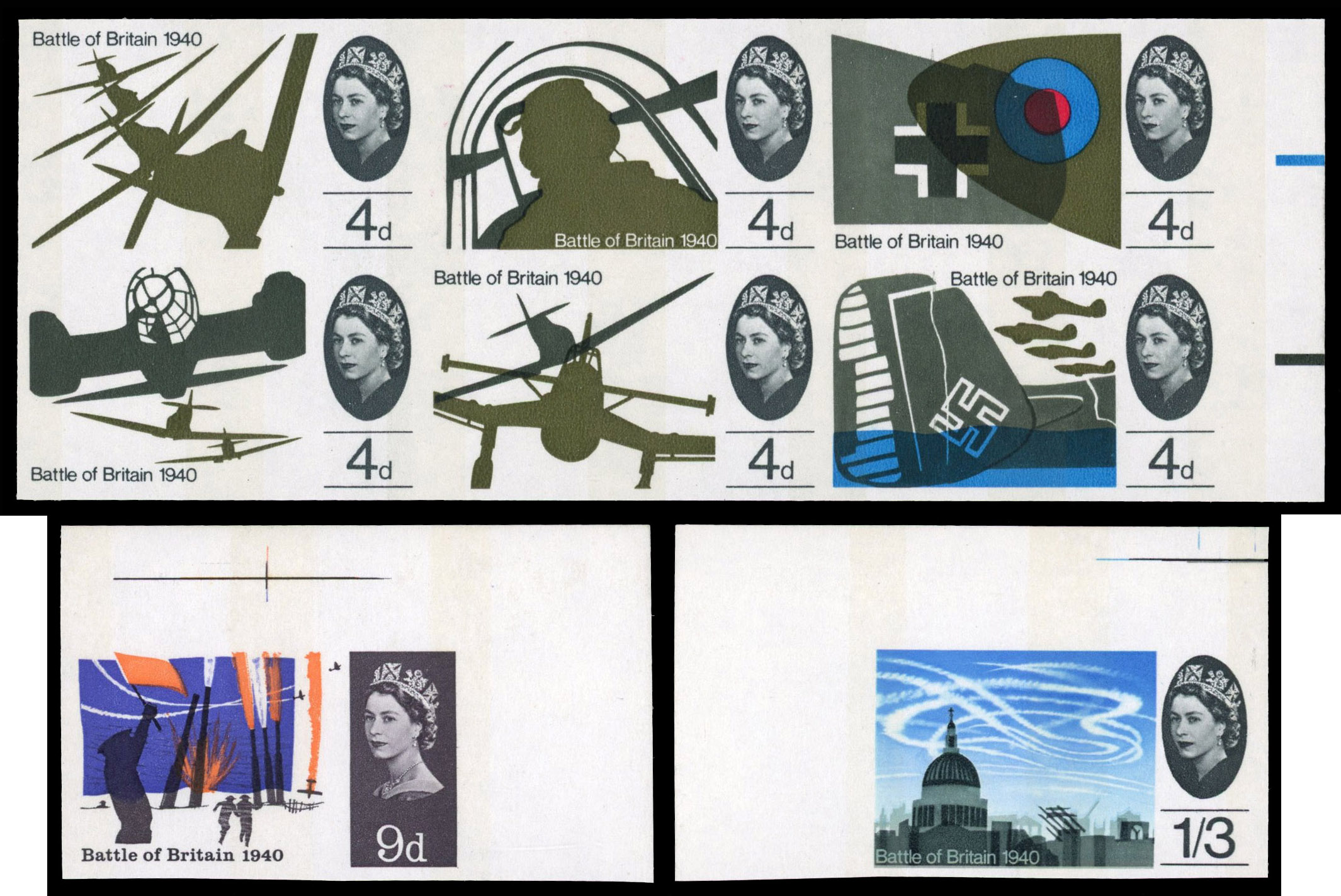 Great Britain 1966 4d-1s3d Battle of Britain, Set of Eight, BPMA Imprimatur, SG 671/8p