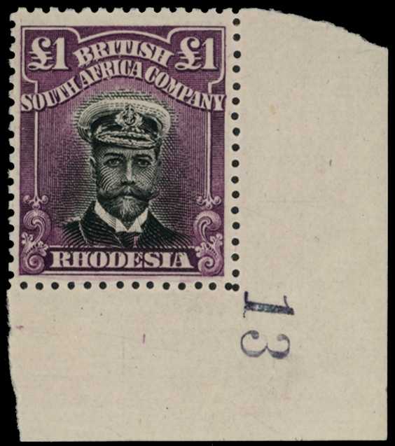 1913-7 £1 Head Die II, perf 14. Large part...