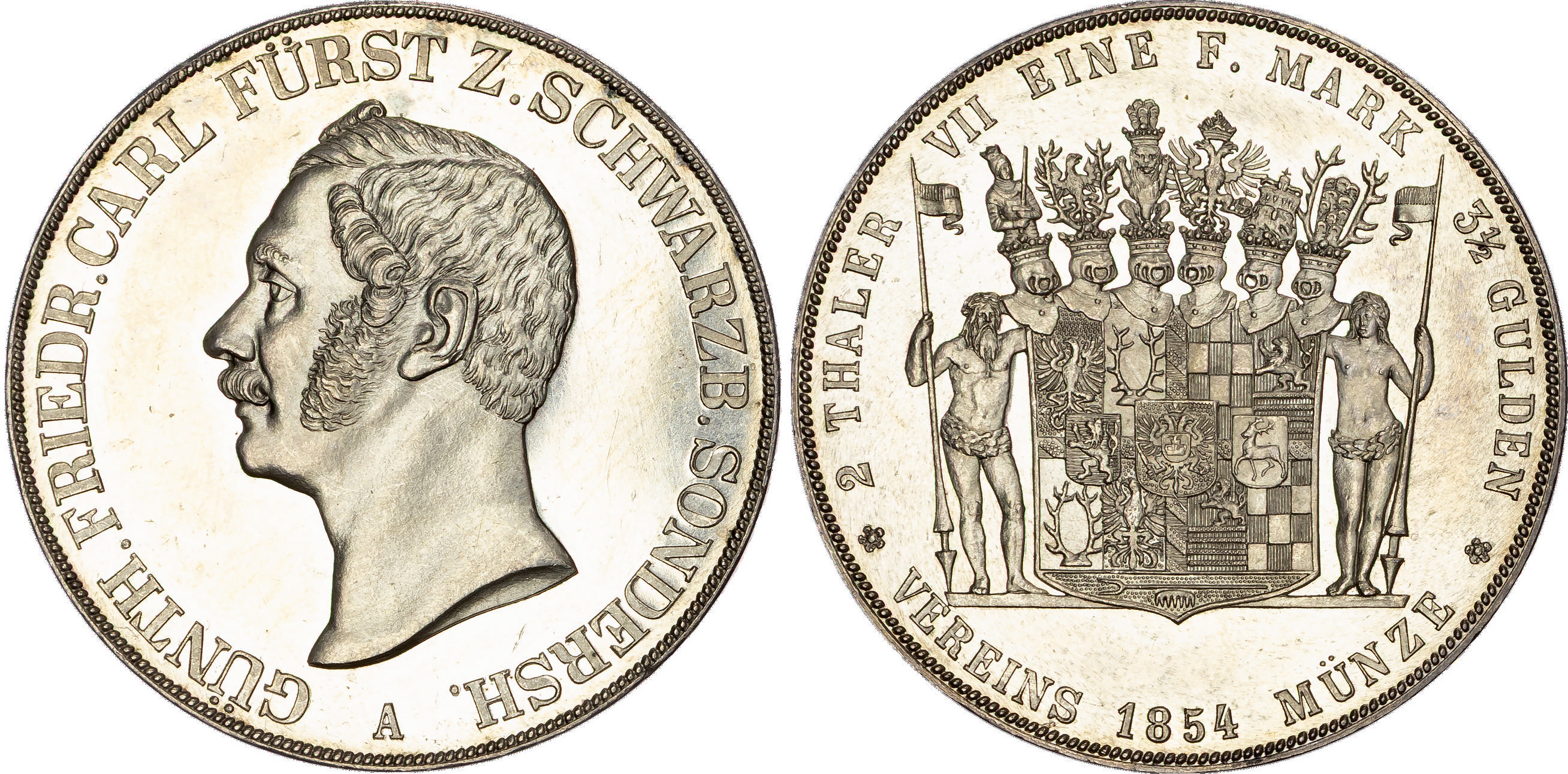 Germany, Schwarzburg-Sondershausen, Günther Frederick Charles II (1835-1880), silver Double Taler