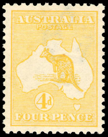 Australia 1913-14 4d orange-yellow, first watermark S.G. 6a cat £500