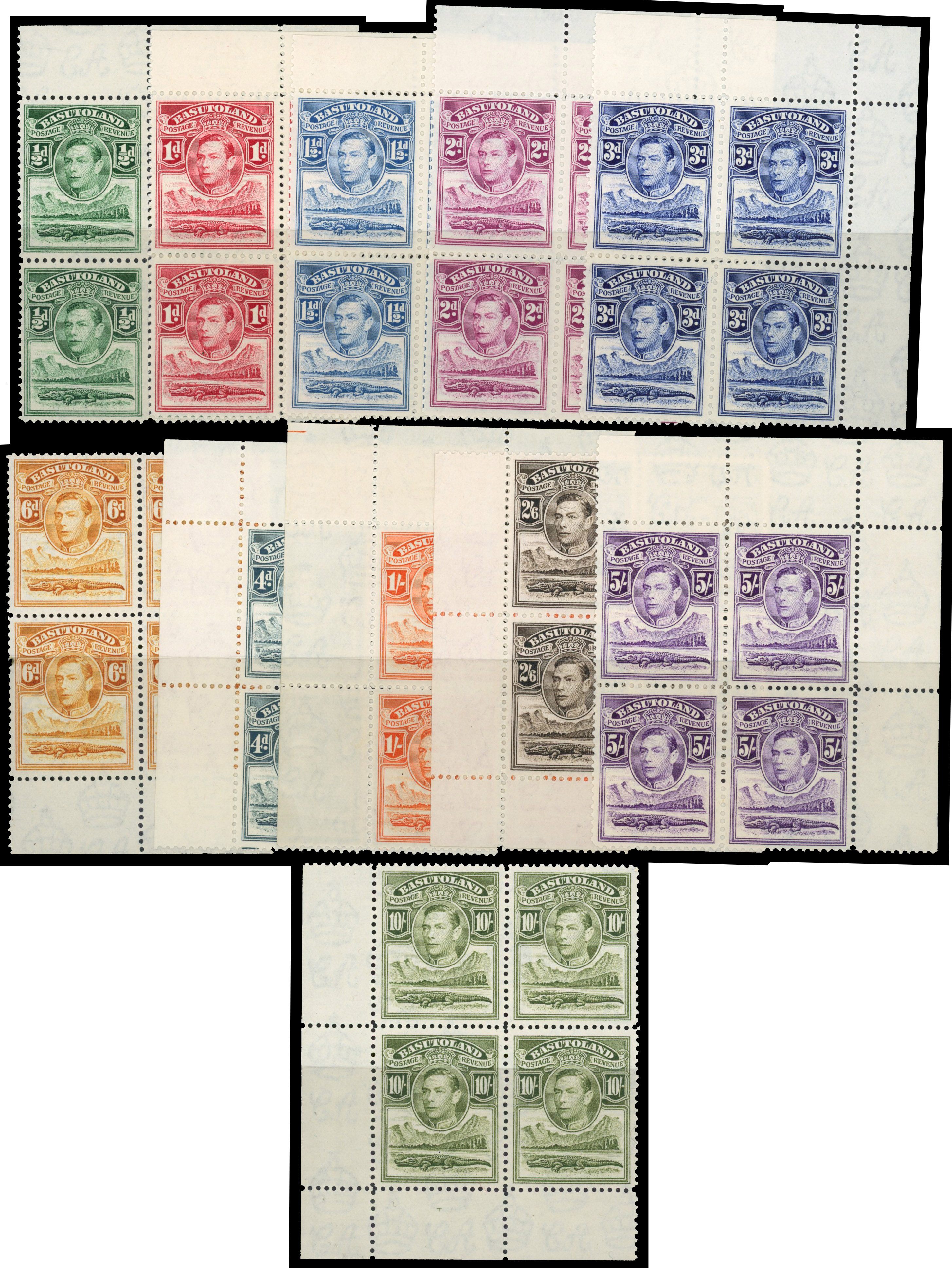 Basutoland SG 18-28 blocks mint