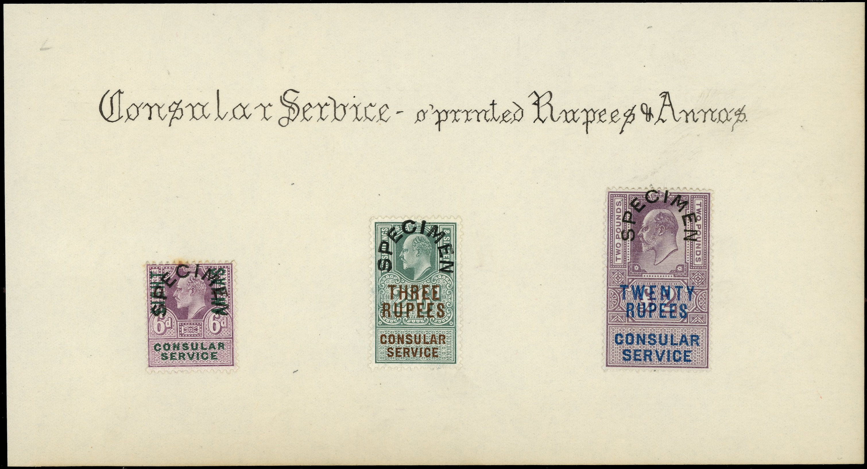 GB Consular Service Specimen Trio x3 for use in Zanzibar