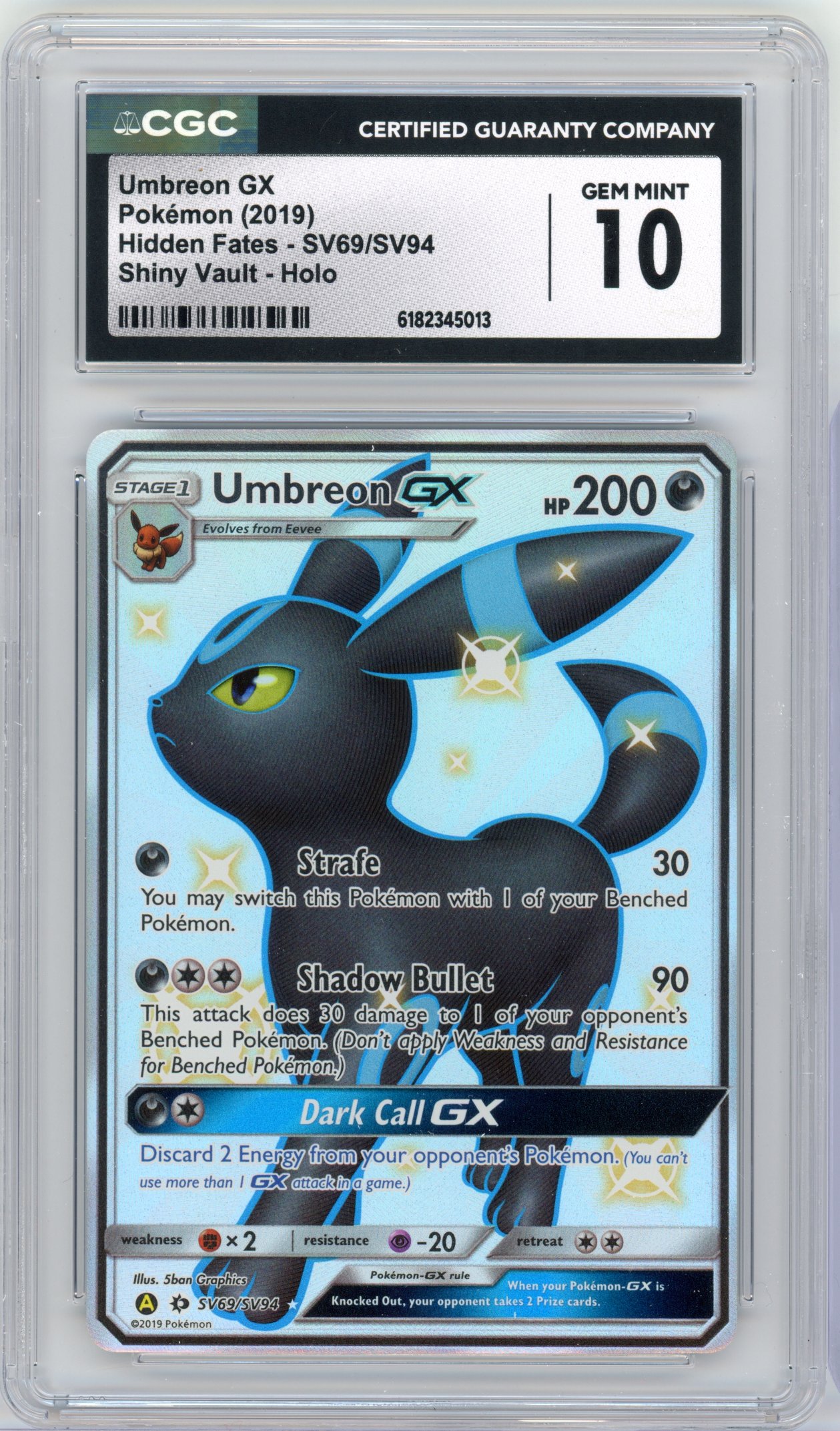 CGC 10 Umbreon GX SV69 Shiny Vault Holo (2019) Hidden Fates