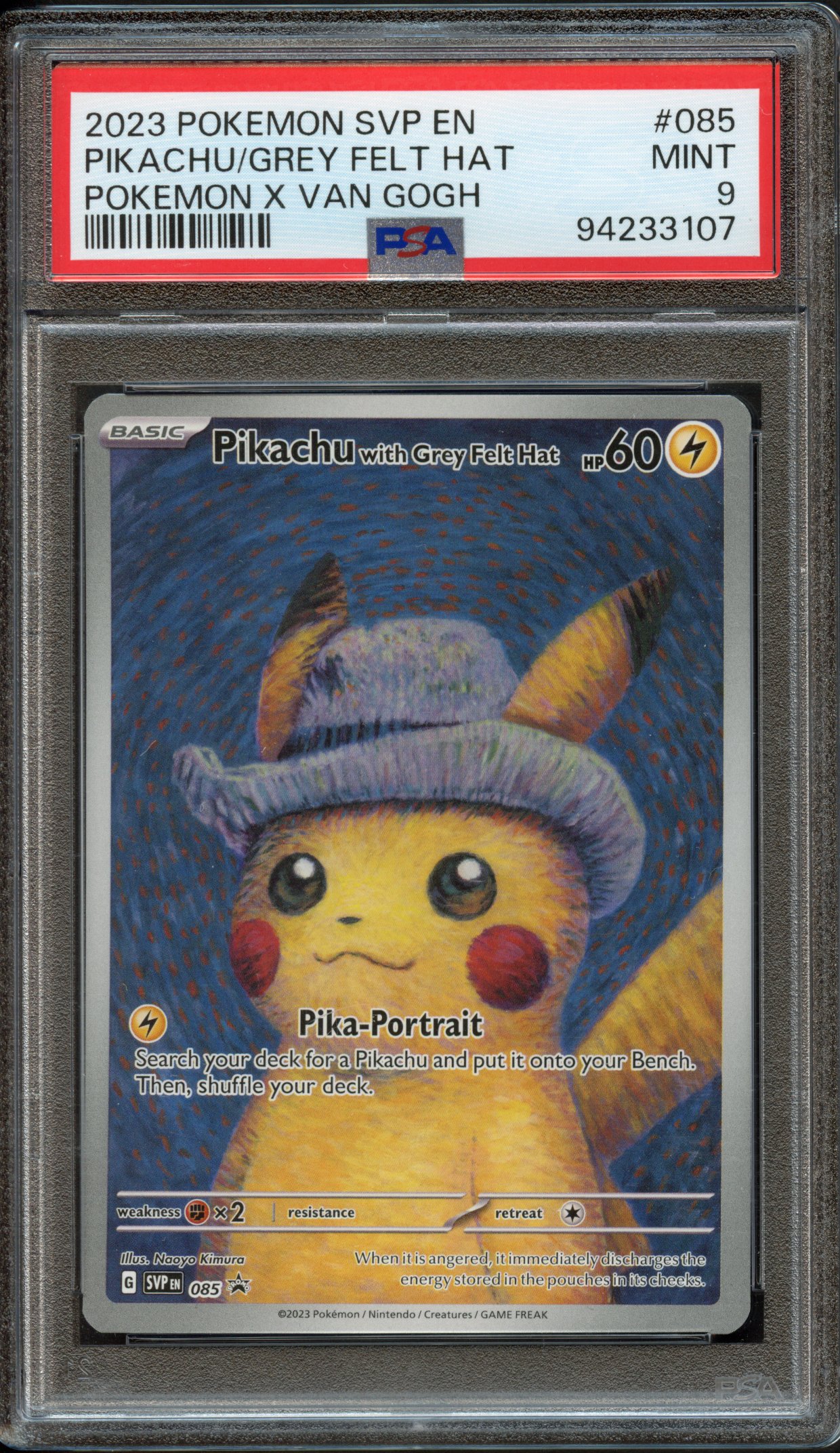 PSA 9 Pikachu with Grey Felt Hat #85 S&V Van Gogh (2023)