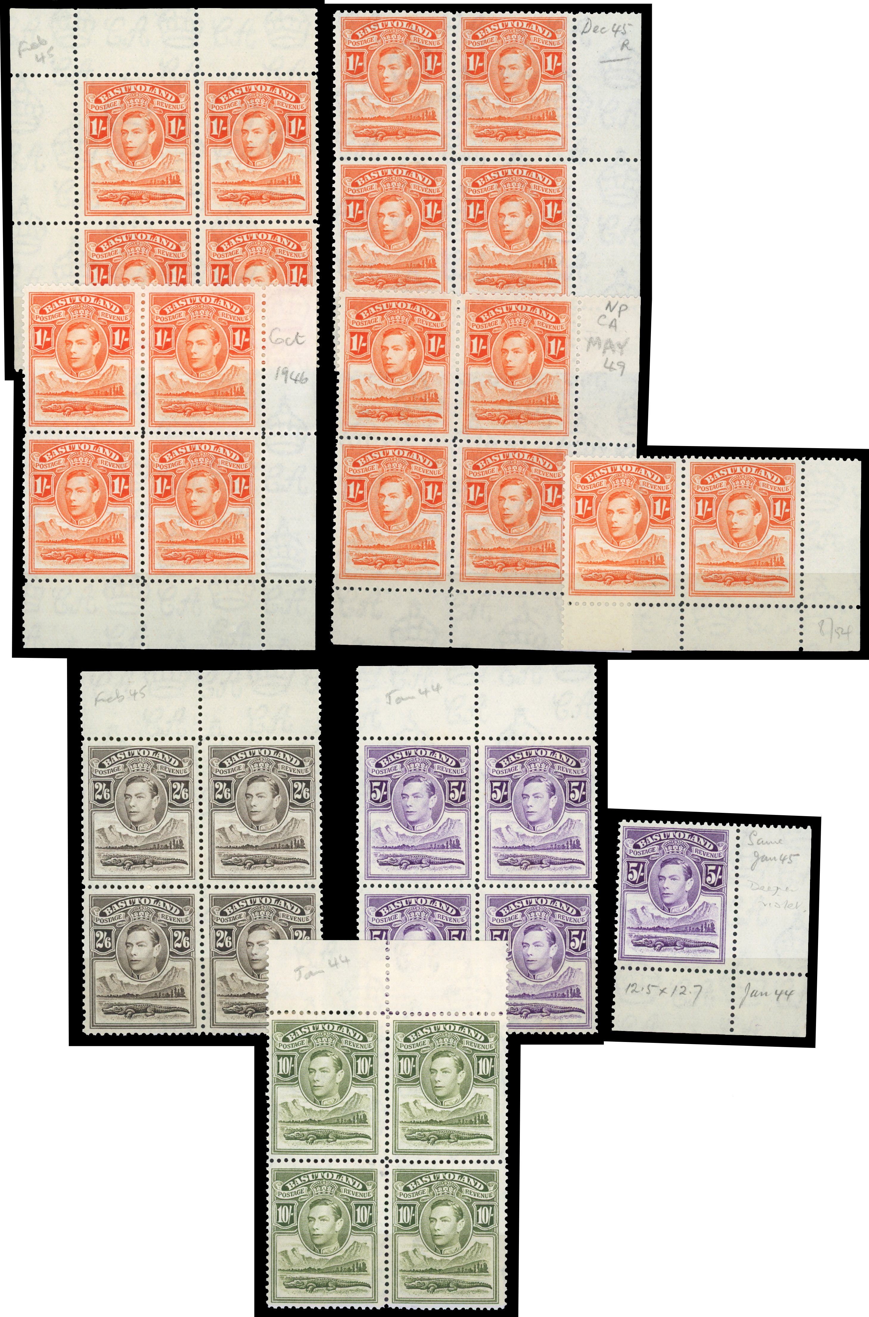 Basutoland SG 18-28 printings collection mint