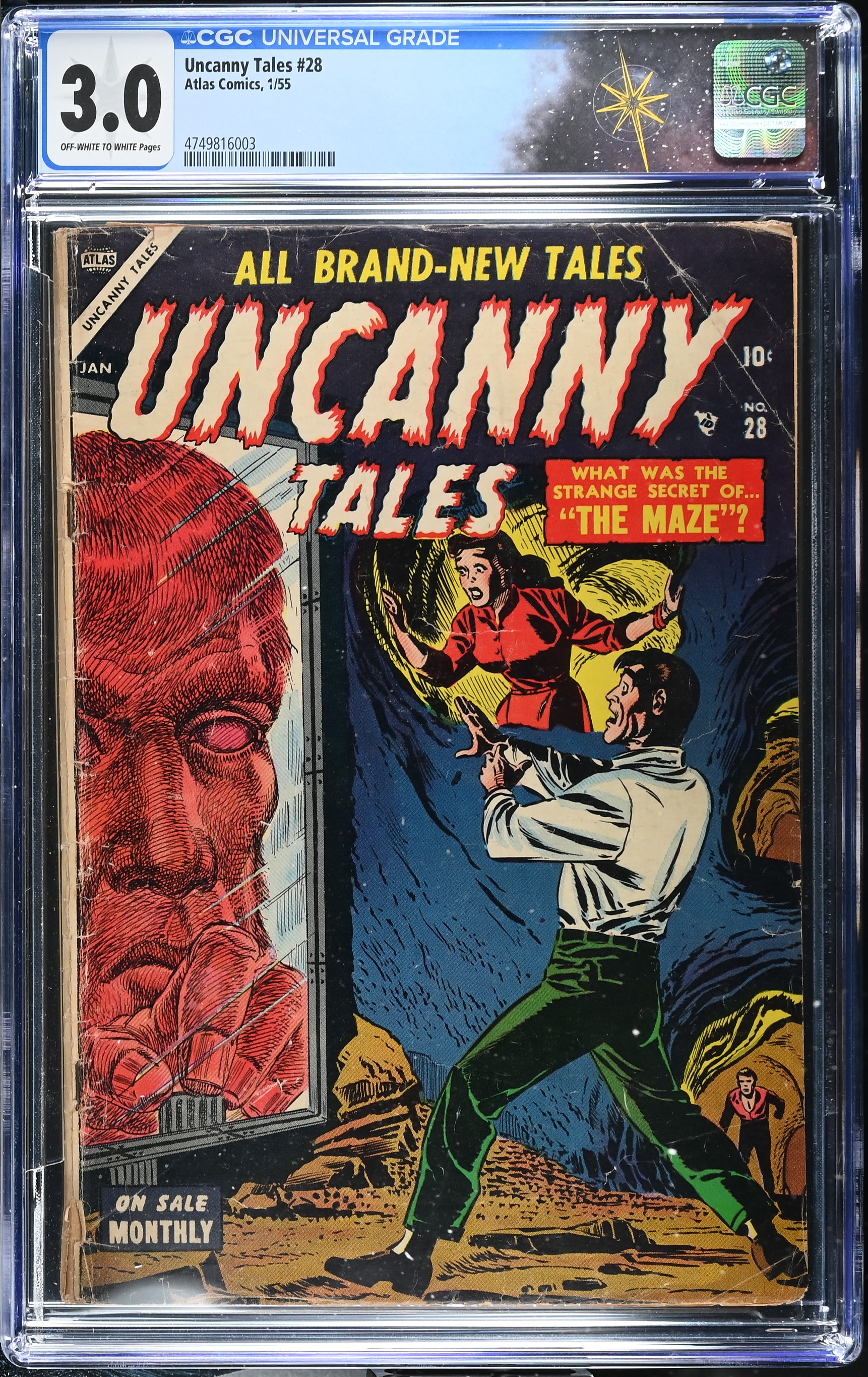Uncanny Tales #28 CGC 3.0 Cover by Russ Heath "The Maze" (Atlas Comics, 1955) Off-White to White Pages