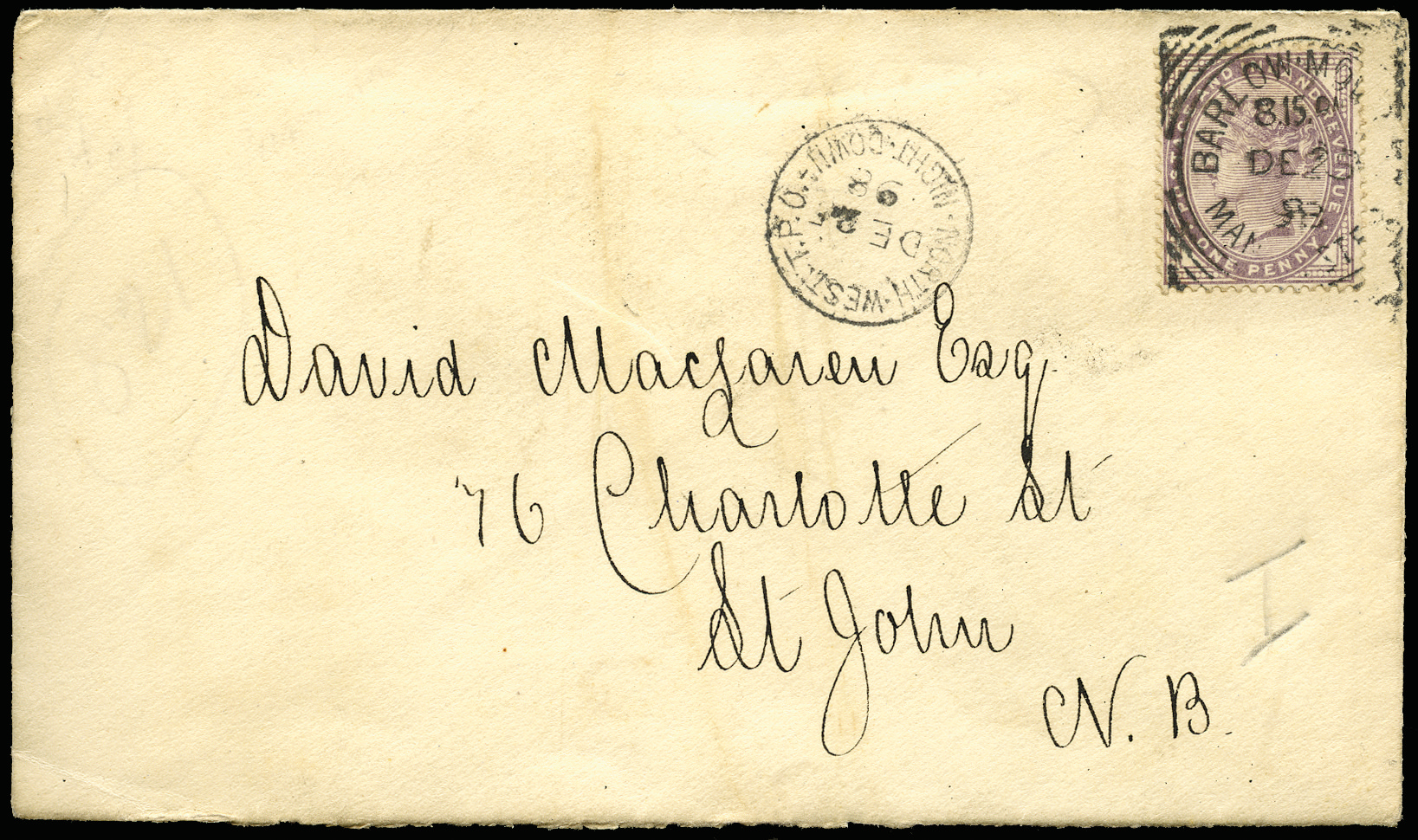 SG172 1898 Imperial penny Post FDC