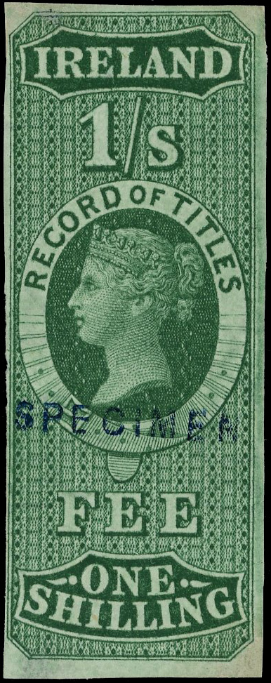 Ireland RECORD OF TITLES 1865 imperf 1s Specimen 