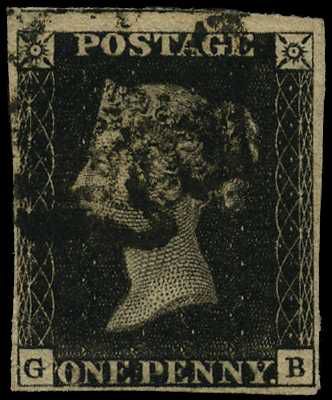 1840 1d black Plate 10 (GB), four close to...