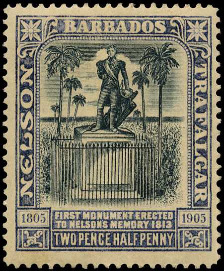 1907 2½d black and indigo, Nelson Centenary...