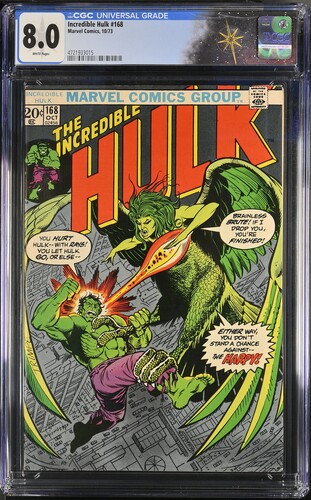 Incredible Hulk #168 CGC 8.0 1st appearance of the Harpy (Marvel Comics, 1973) White pages