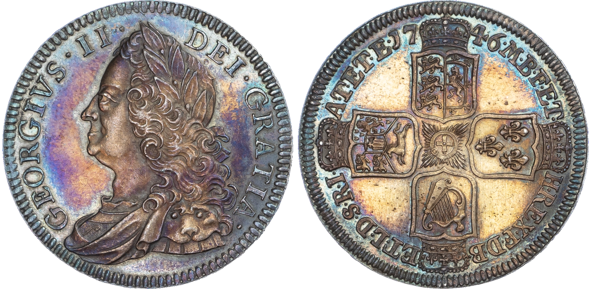 George II (1727‑1760), AR Proof Halfcrown 1746 VICESIMO