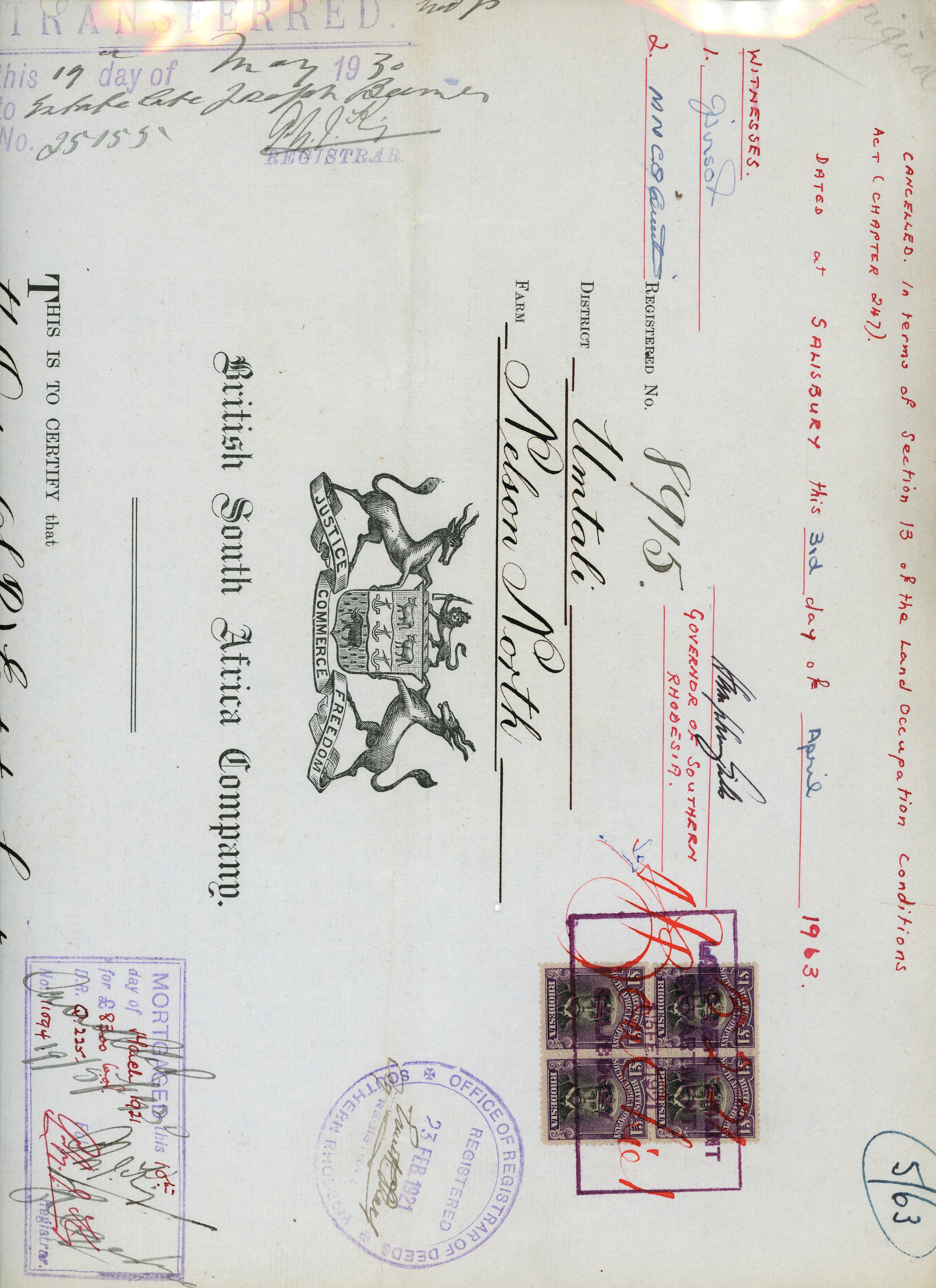 Rhodesia Admirals Fiscally Used collection of Documents