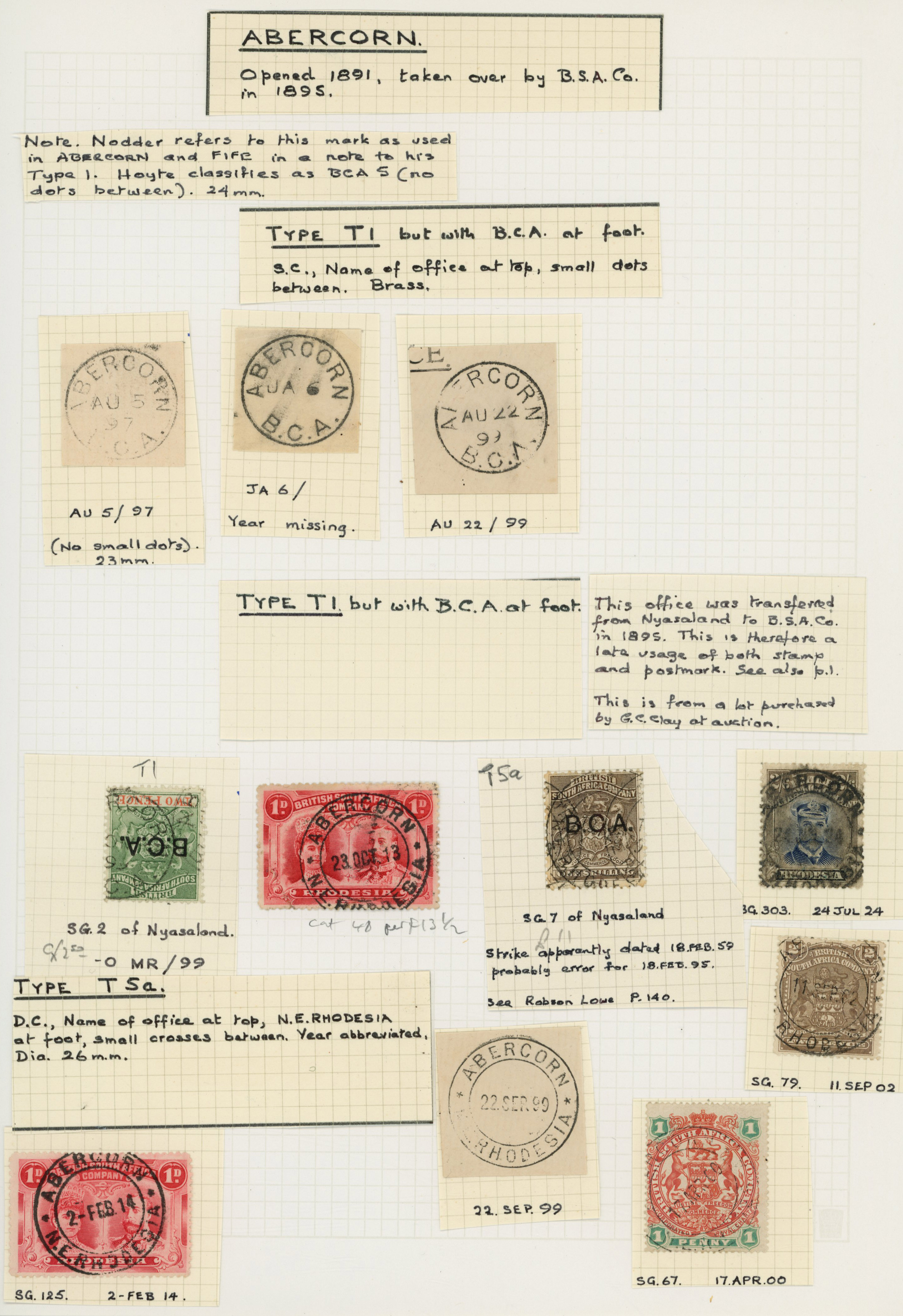 RHODESIA 1891-1921 postmark collection