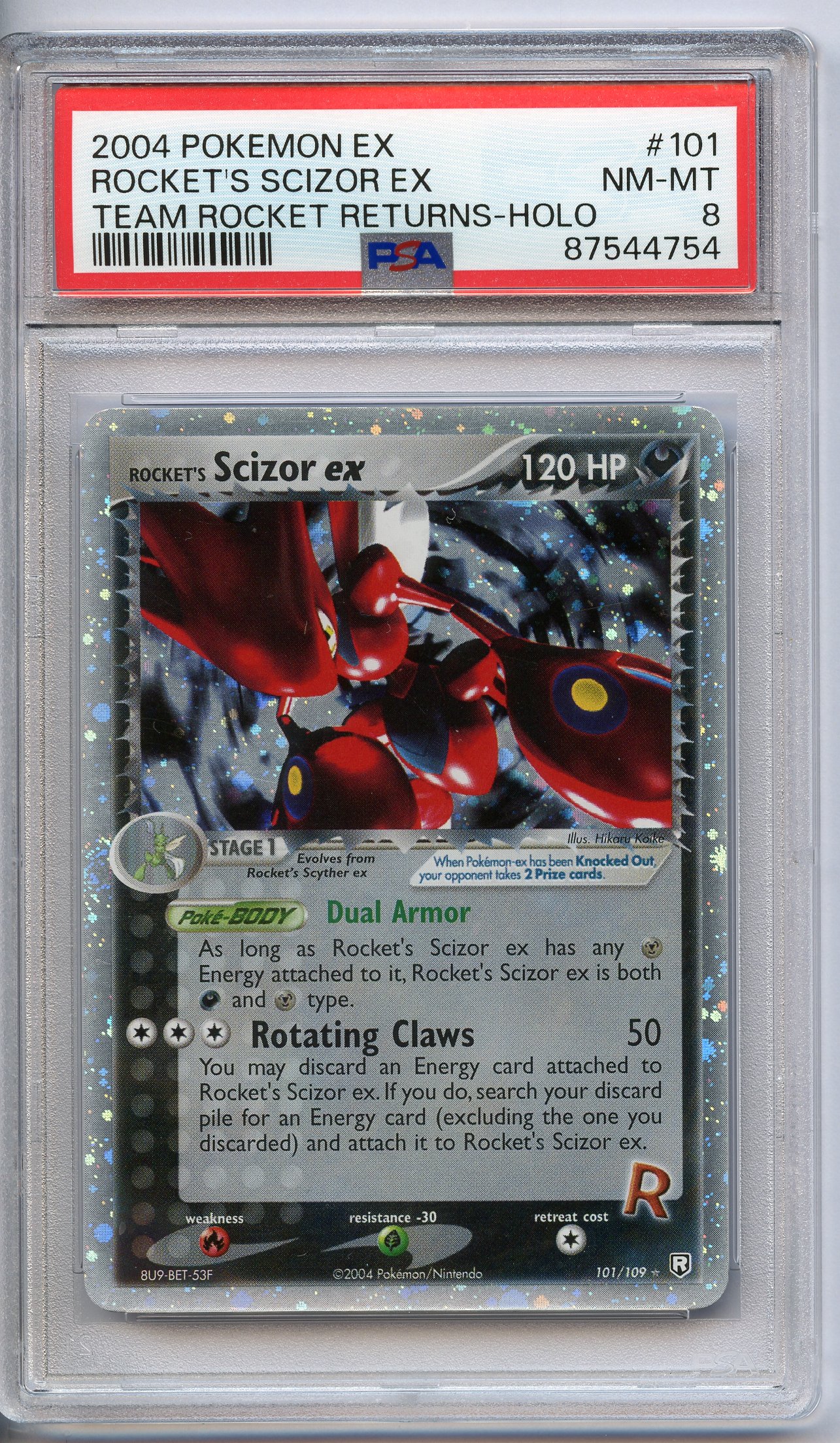 PSA 8 Rocket's Scizor ex Holo #101 from Team Rocket Returns