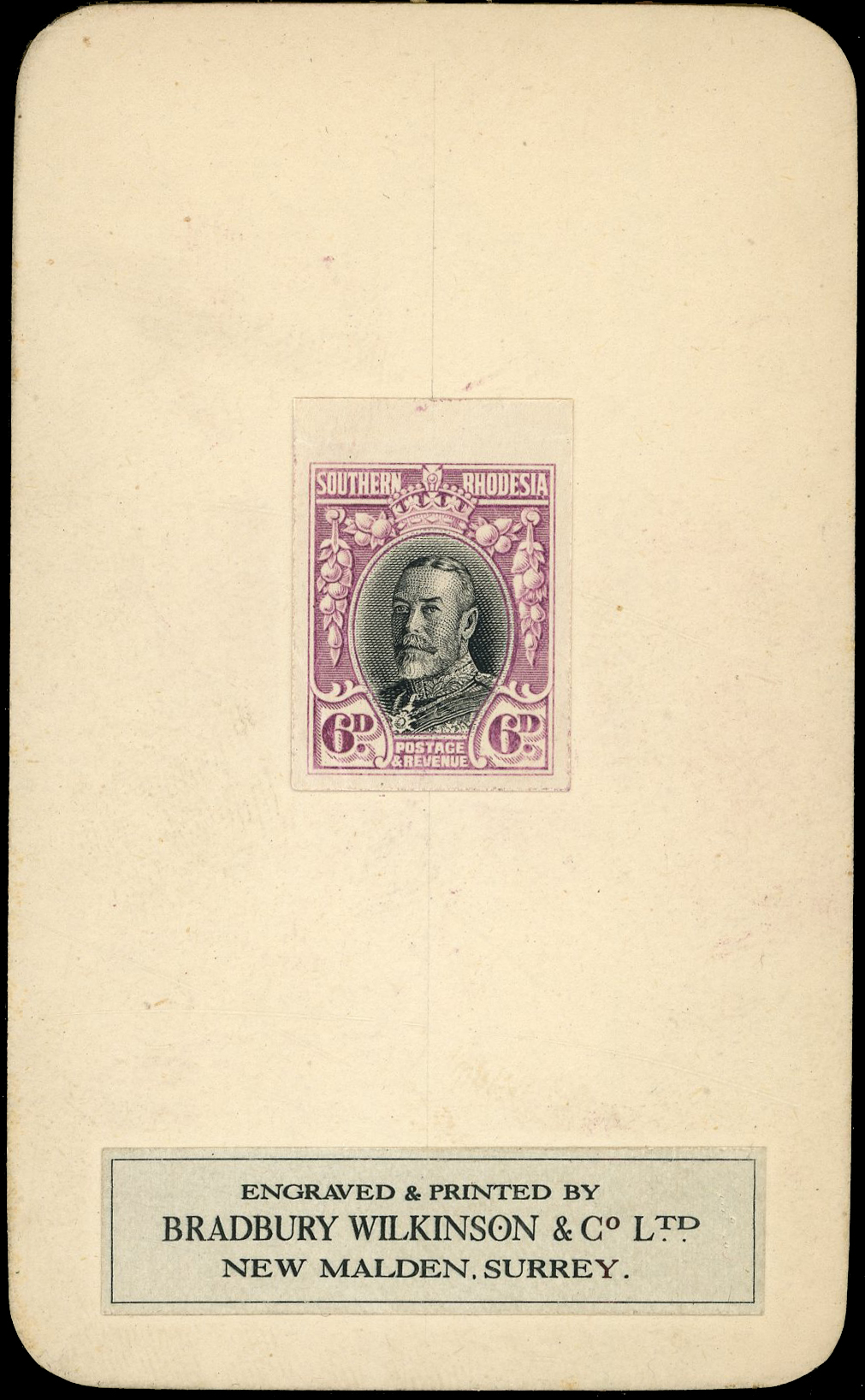 1931-37 Field Marshall 6d black and magenta imperf colour trial