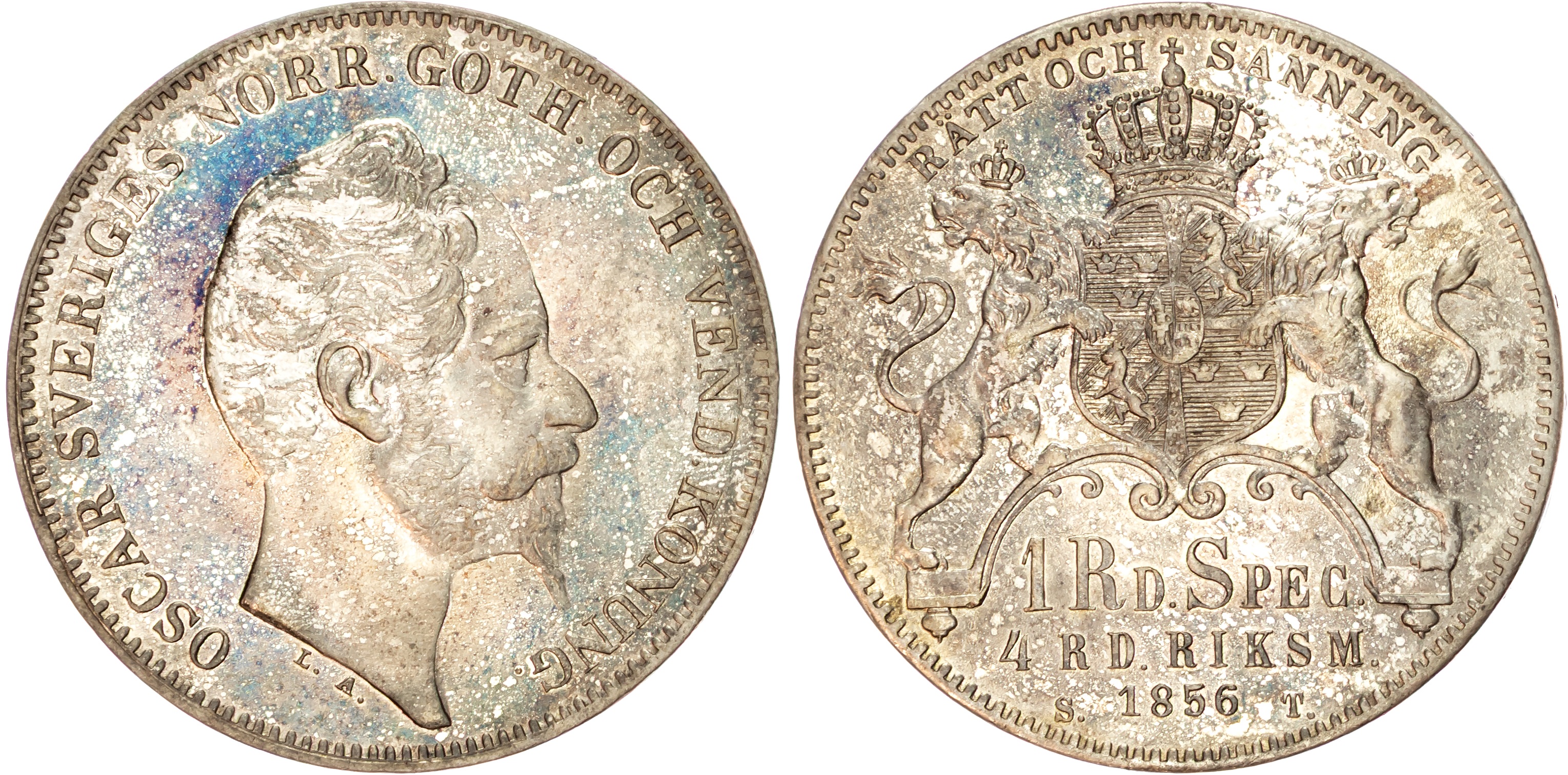 Sweden, Oscar (1844–1859), silver Riksdaler Specie, 1856