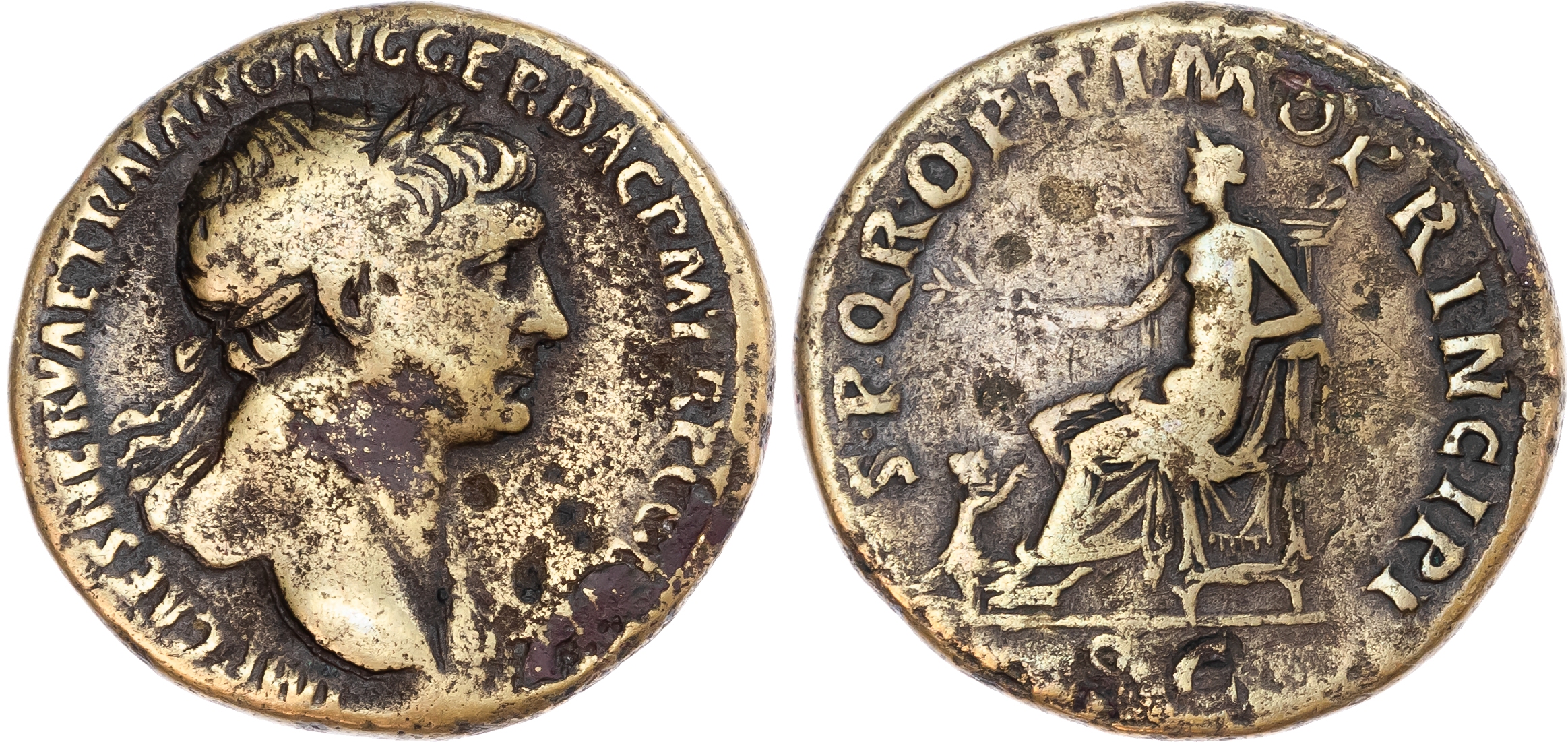 Trajan (AD 98-117) AE Sestertius, Rome), AD 103-111, 22.73g. 