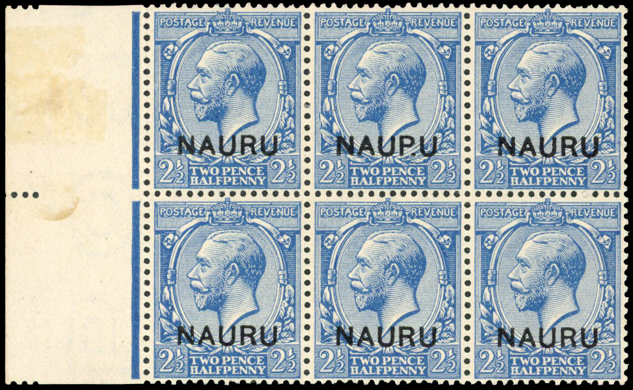 Nauru 1916-23 2½d blue variety NAUP.U
