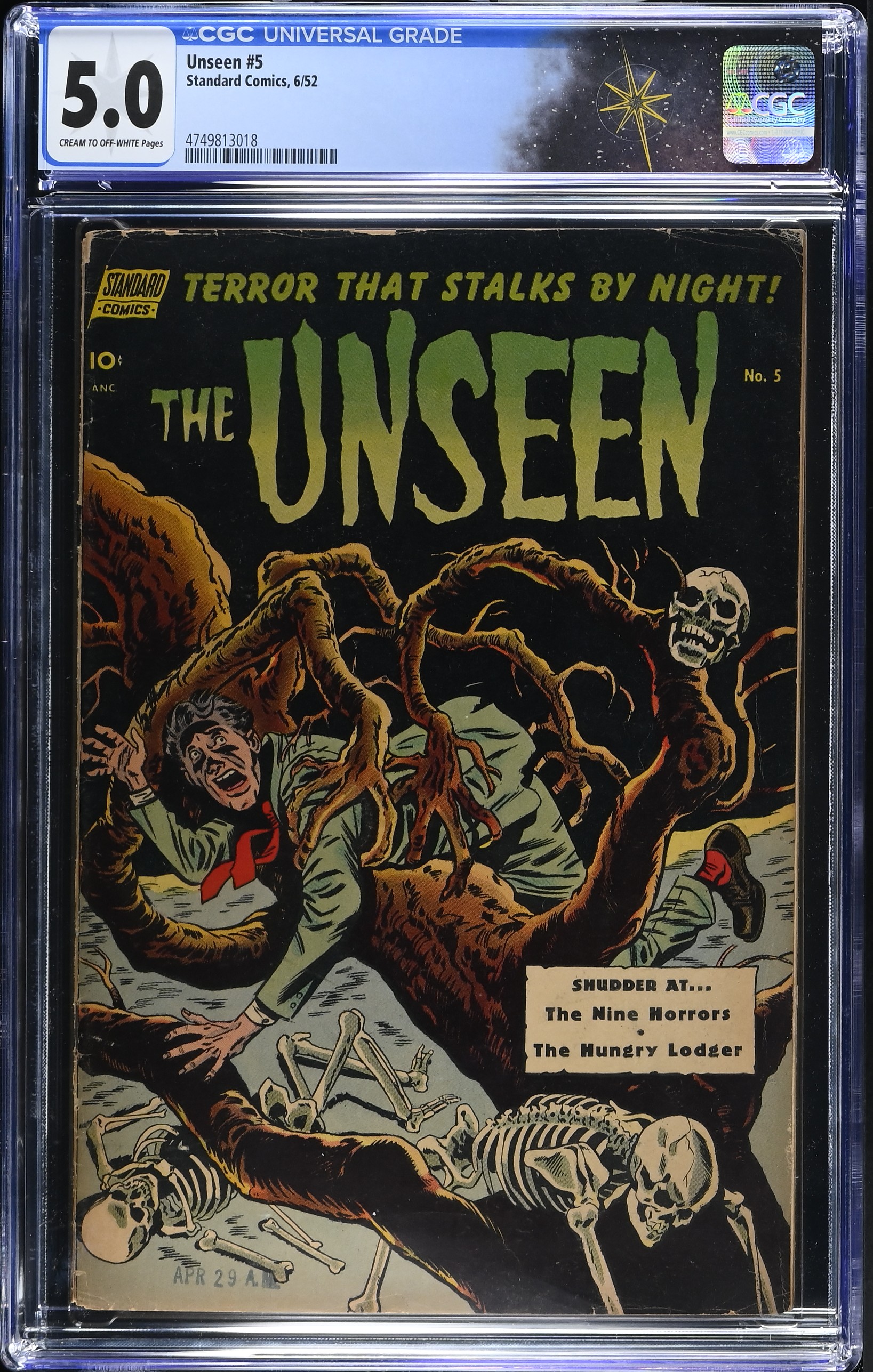 Unseen #5 CGC 5.0 1st Issue & Cover by Ross Andru (Standard Comics, 1952) Cream to Off-White Pages