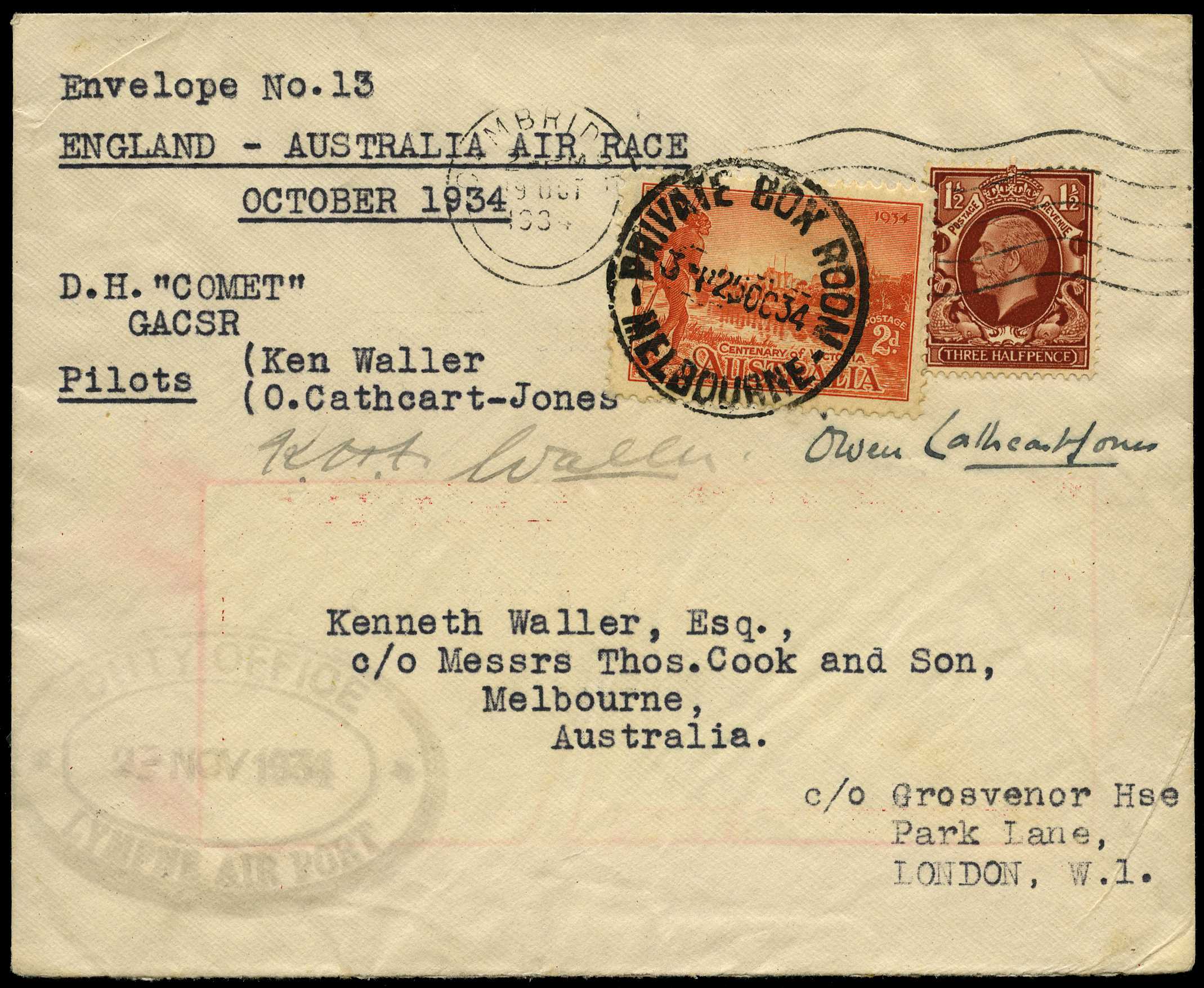 AUSTRALIAN FLIGHT COVERS: 1934 MacRobertson...