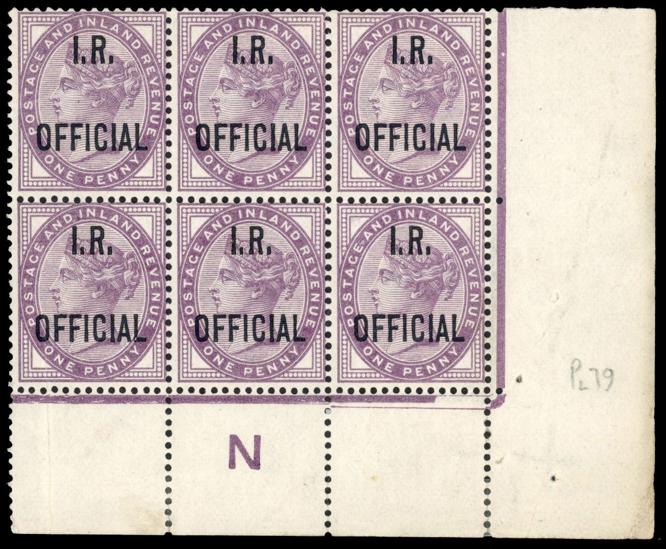 Great Britain SG O3a 1882-1901 I.R. Official 1d lilac overprinted in blue-black