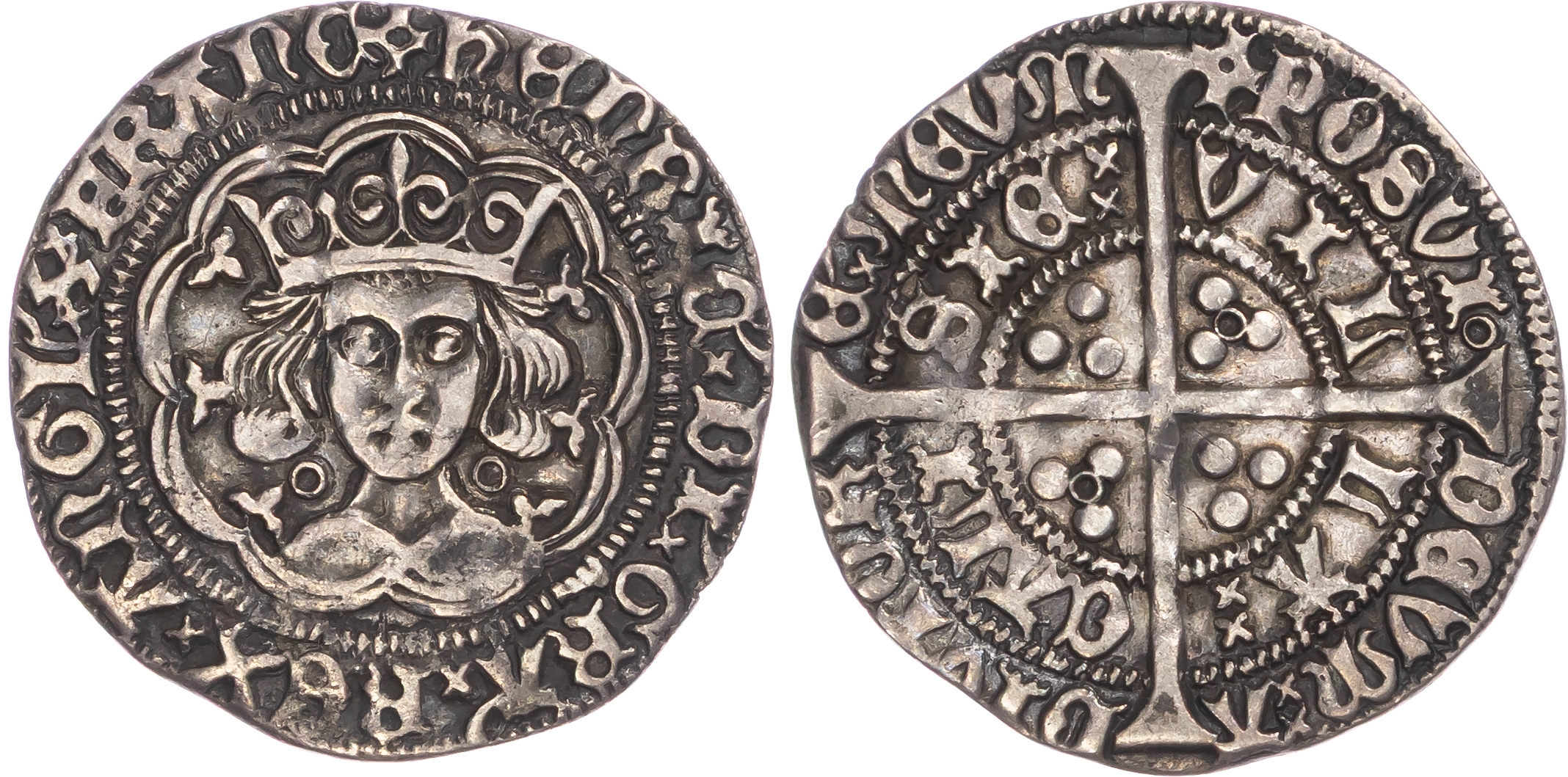 Henry VI (First Reign, 1422-1461), AR Groat, Annulet issue (c. 1422-1430), Calais mint, mm. pierced cross.