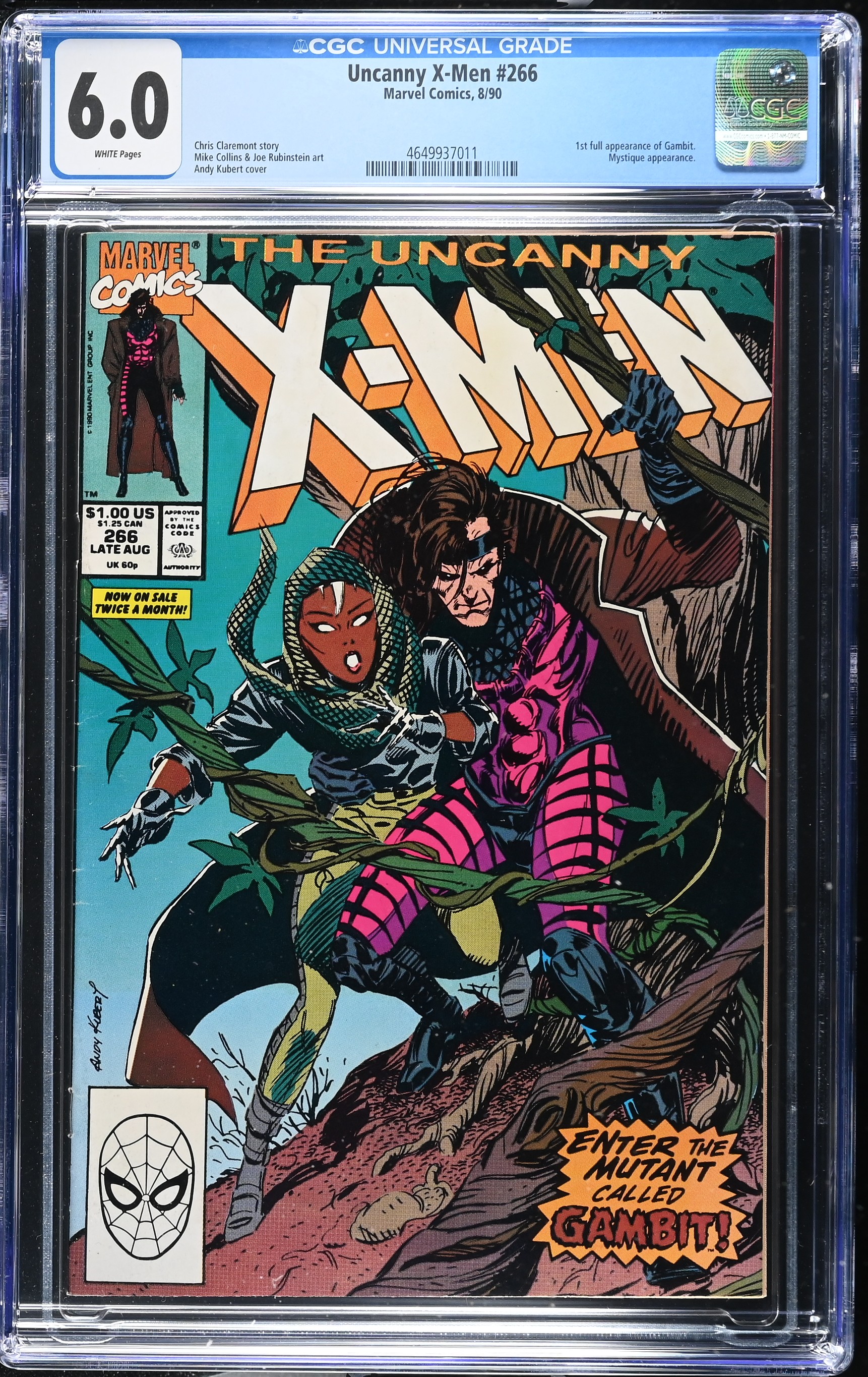 Uncanny X-Men #266 CGC 6.0 1st Appearance of Gambit (Marvel Comics, 1990) White Pages