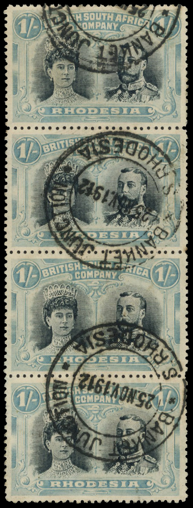 1s blue-black and turquoise-blue RSC E strip, position 2 Thick Ear used