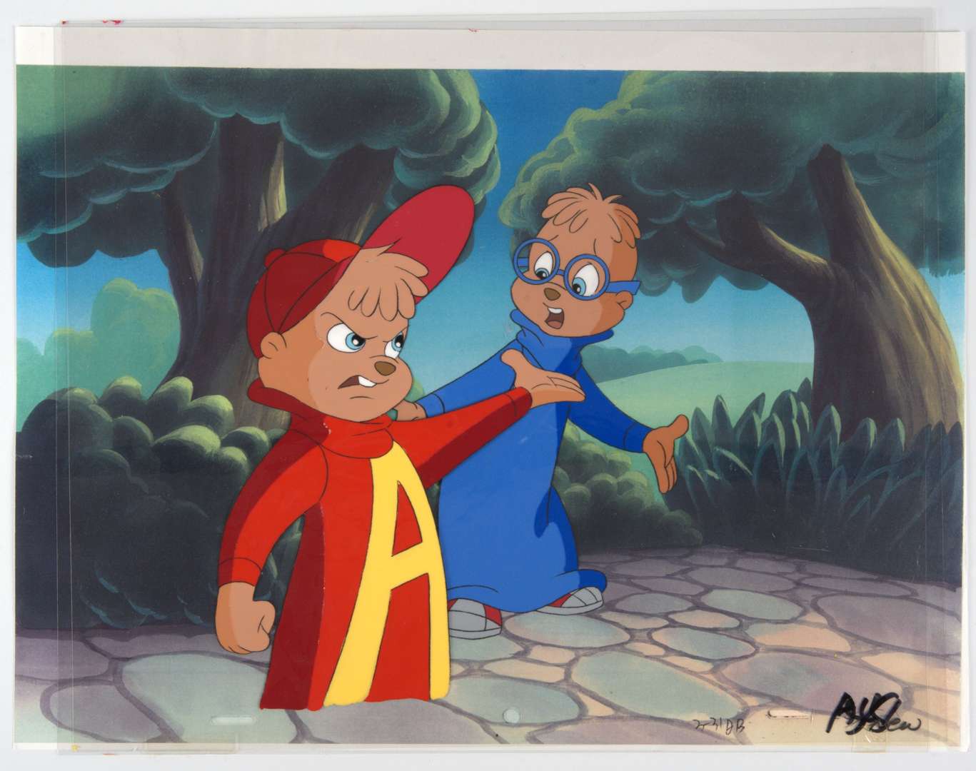 Alvin and The Chipmunks Original Alvin and Simon, Dave and Easter Bunny Production Cels (DIC Animation 1983-1990) Total 3