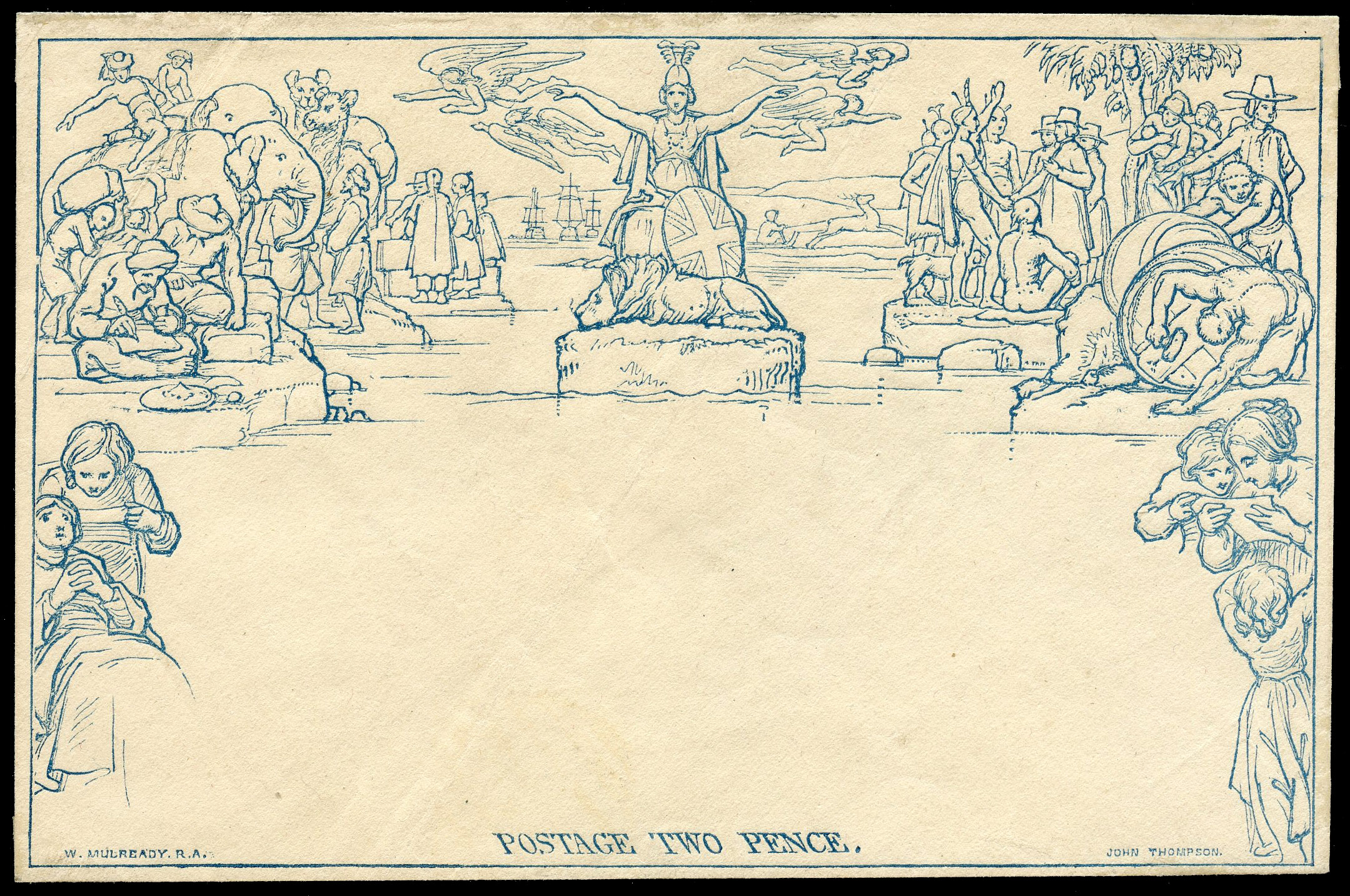 1840 Mulready 2d envelope, (Stereo a196), fine unused