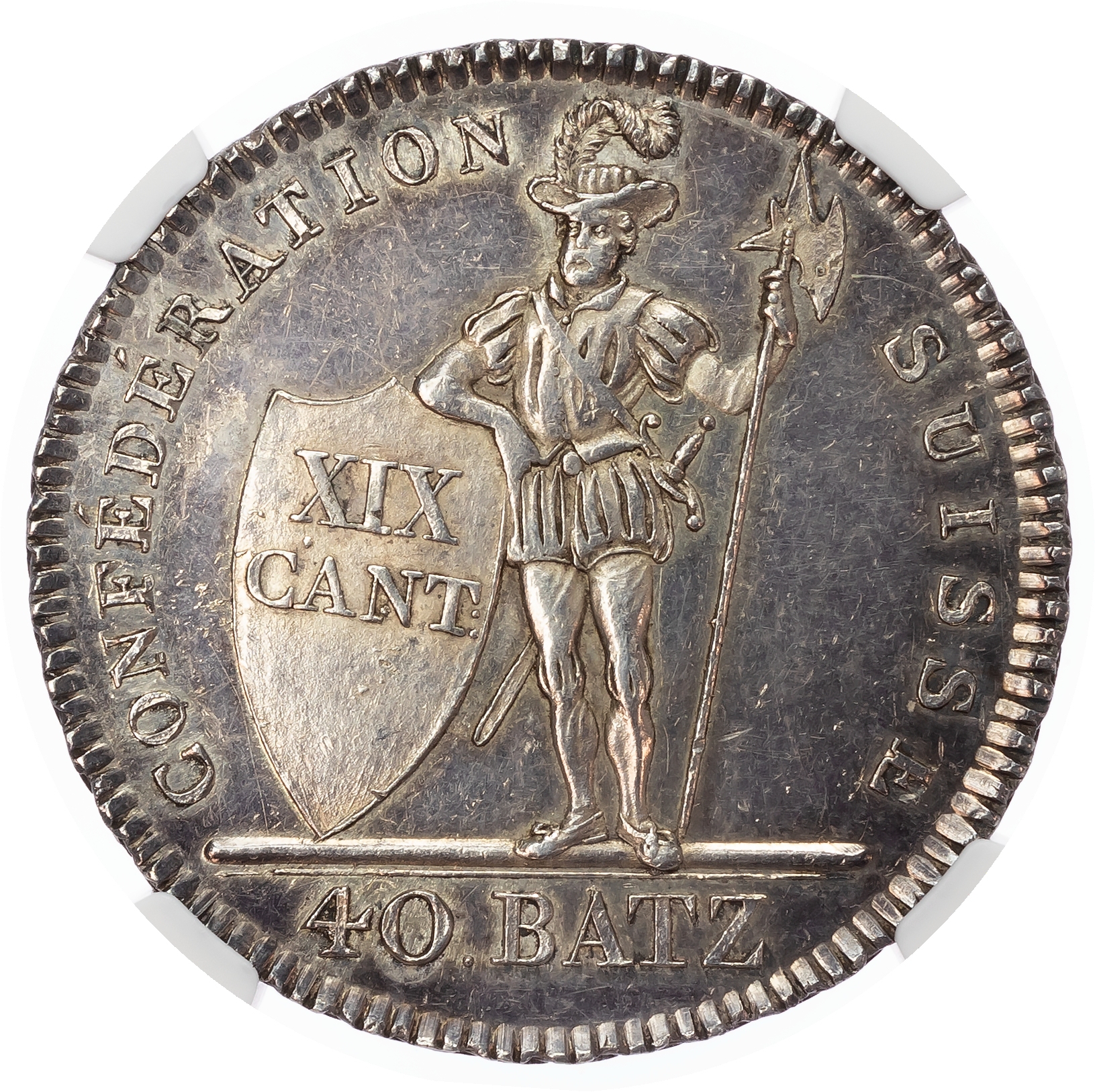 Switzerland, Cantonial. Vaud AR 40 Batzen. 1812.