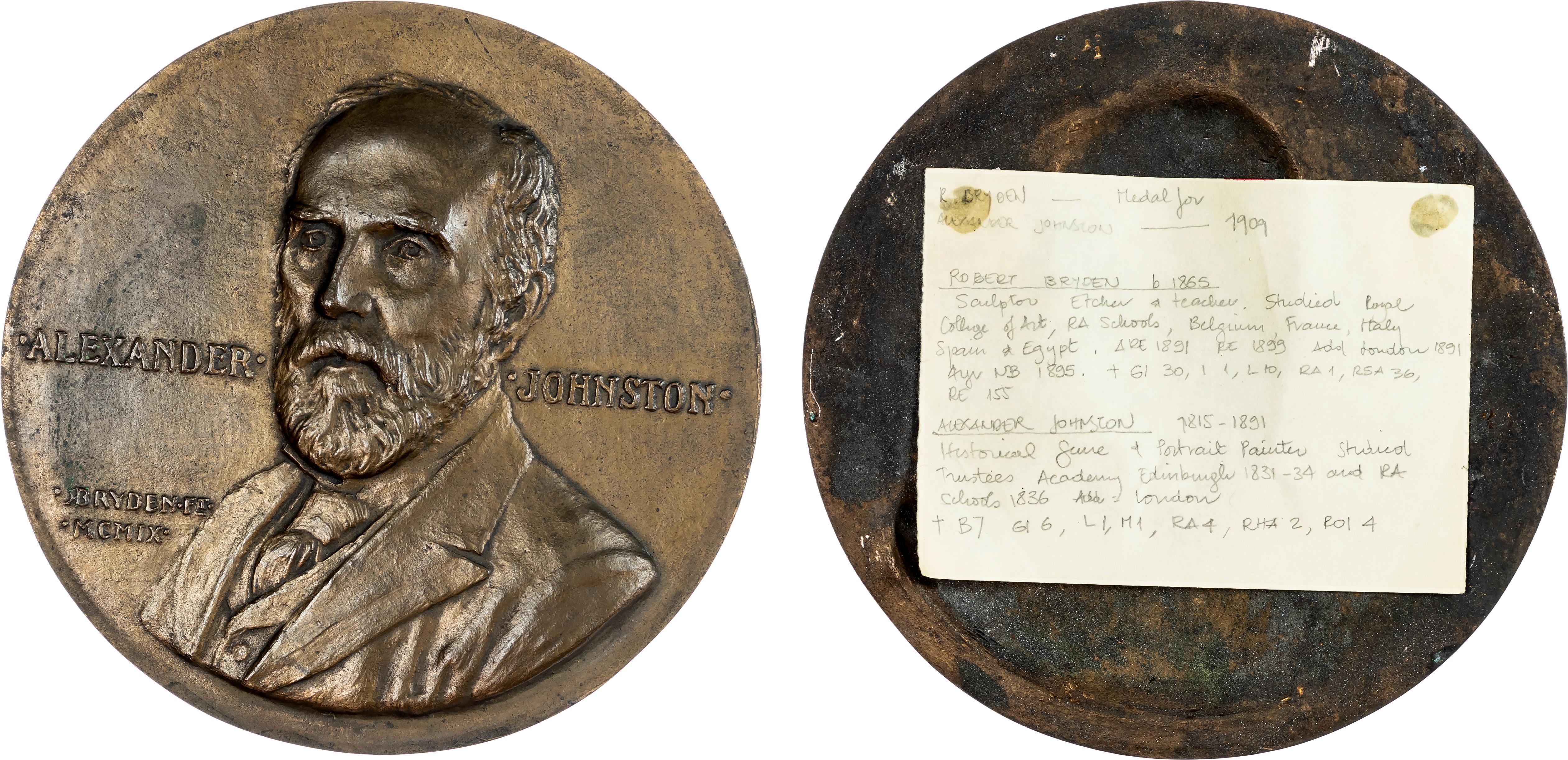 Alexander Johnston (Scottish painter), 1909, Uniface Bronze Medallion